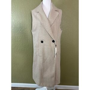 Zara S Long Vest Beige Tan Overcoat Neutral Contemporary Minimalist Clean Girl